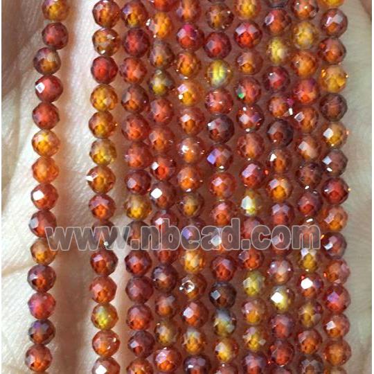 red zircon bead, faceted round