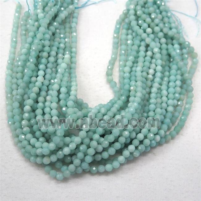 faceted round Amazonite beads ball, blue