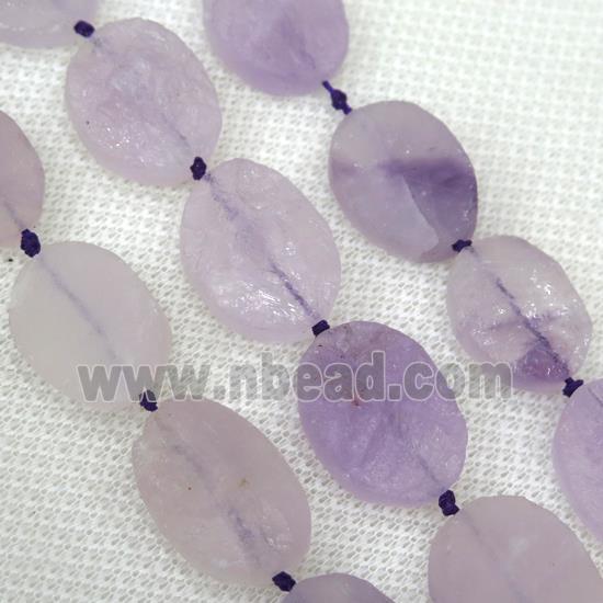 lavender Amethyst bead, rough oval
