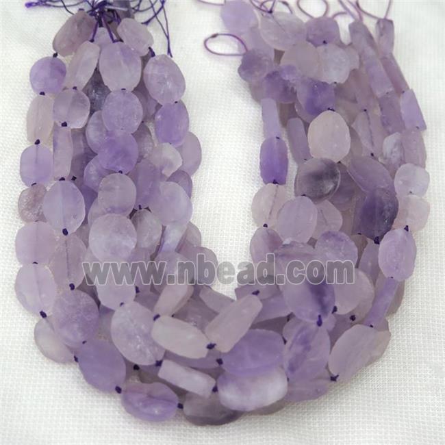 lavender Amethyst bead, rough oval