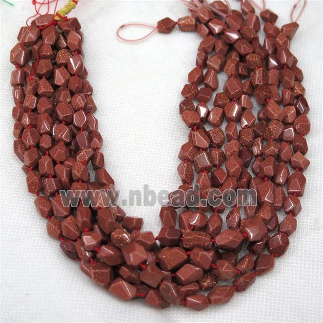 gold sand stone chip beads, faceted freeform