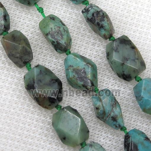 African Turquoise chip beads, green, faceted freeform