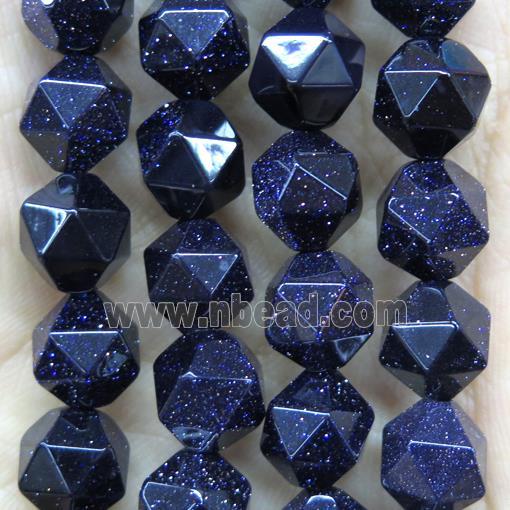 faceted round Blue SandStone beads ball