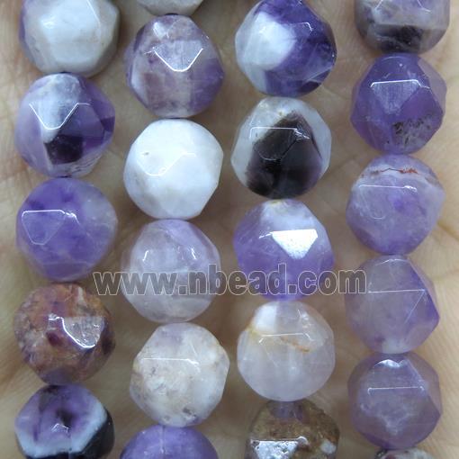 faceted round DogTooth Amethyst beads ball, purple