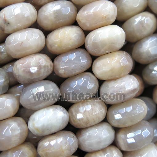 peach MoonStone beads, light electroplated, faceted rondelle