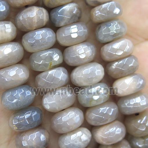gray MoonStone beads, light electroplated, faceted rondelle