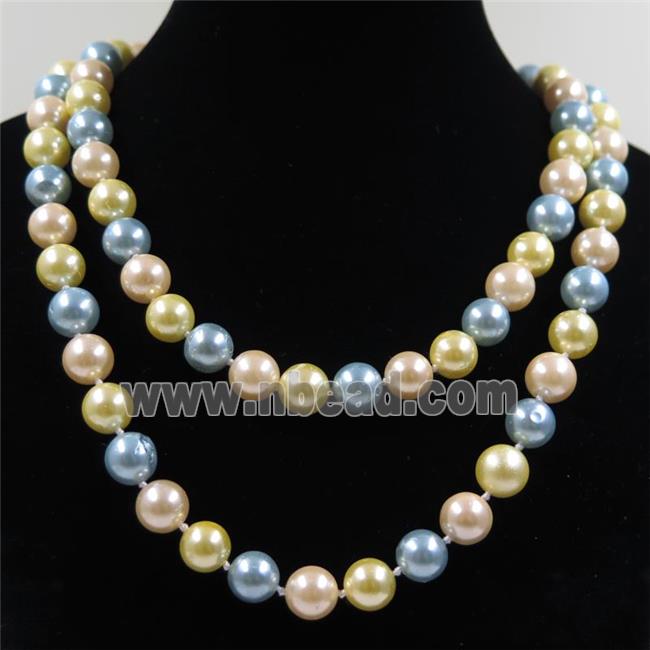 Pearlized Shell knoted necklace, round