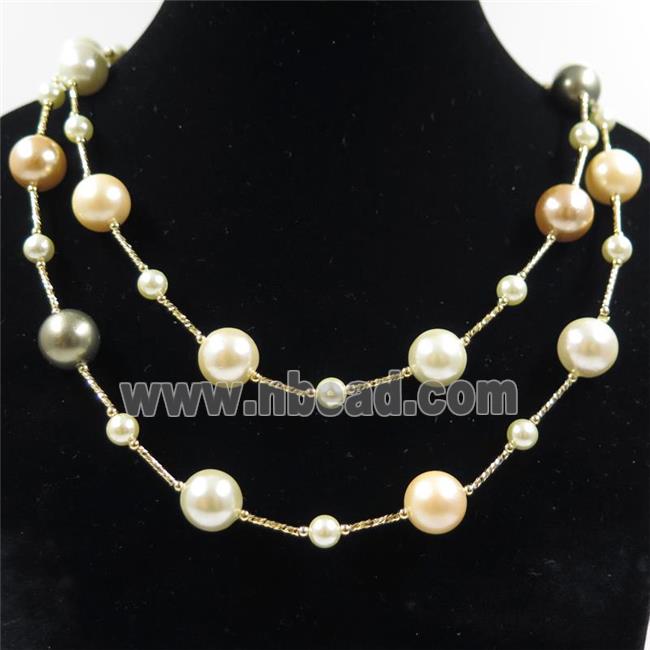Pearlized Shell necklace, round