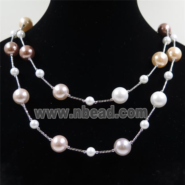 Pearlized Shell necklace, round