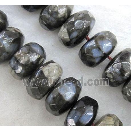 grey opal stone beads, faceted rondelle