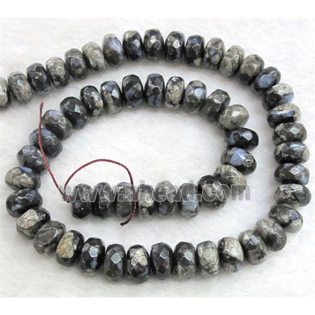 grey opal stone beads, faceted rondelle