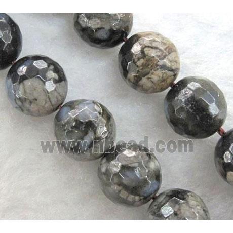 faceted round grey Opal Jasper Beads