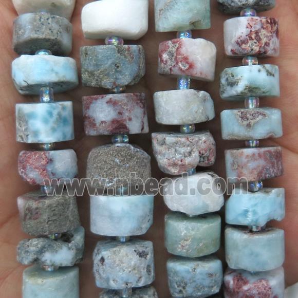 blue Larimar heishi beads, matte
