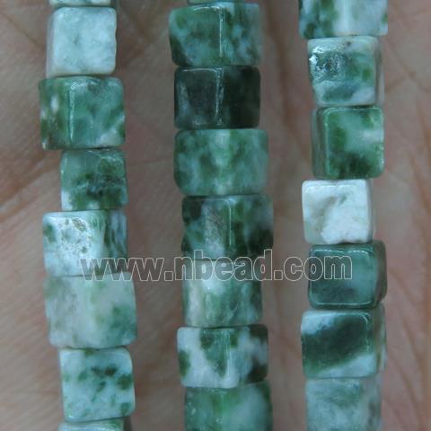 green Tree Agate cube beads