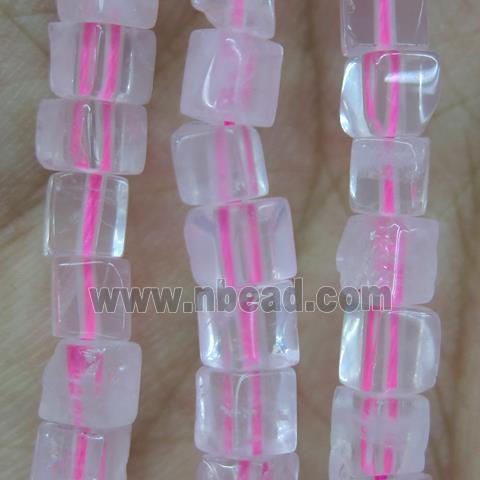 Rose Quartz cube beads, pink