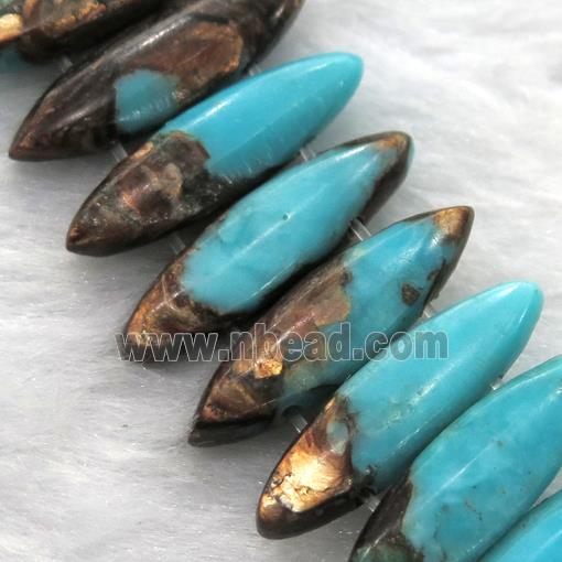 aqua Imperial Jasper oval beads with broznite