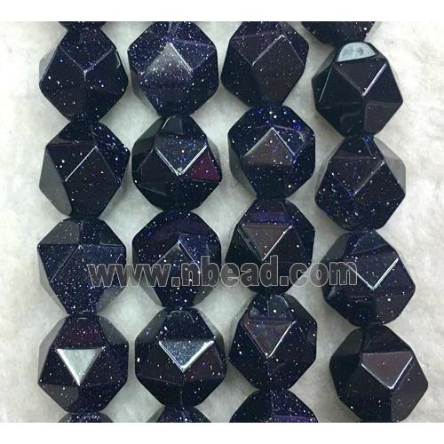 blue sandstone ball beads, starcut, faceted round