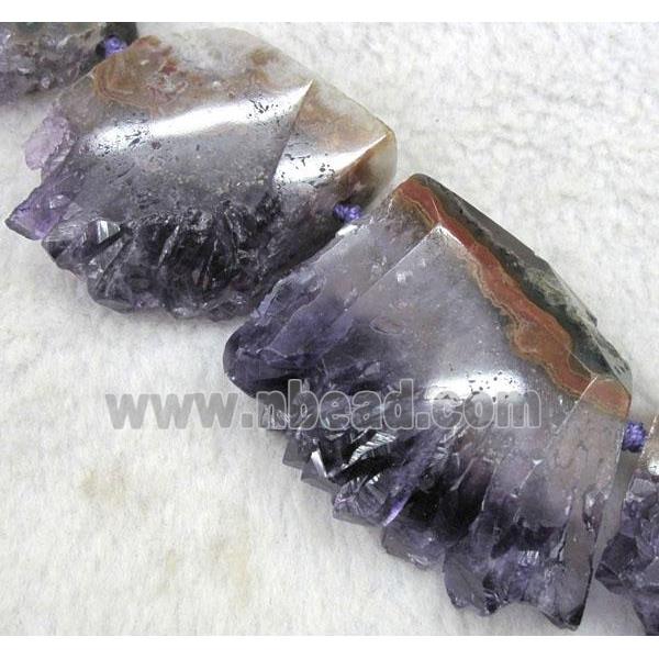 point cluster amethyst collar beads, freeform, purple