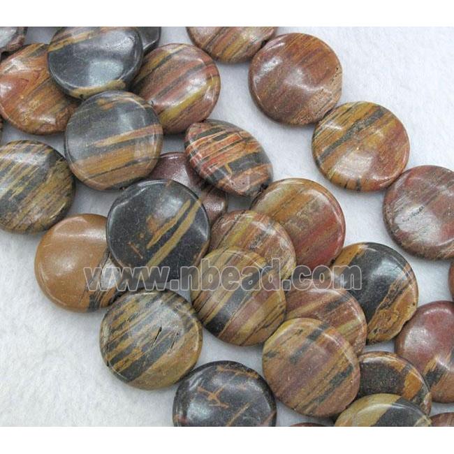 brown opal beads, flat-round
