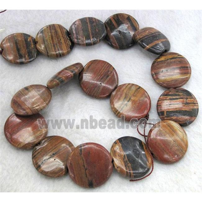 brown opal beads, flat-round