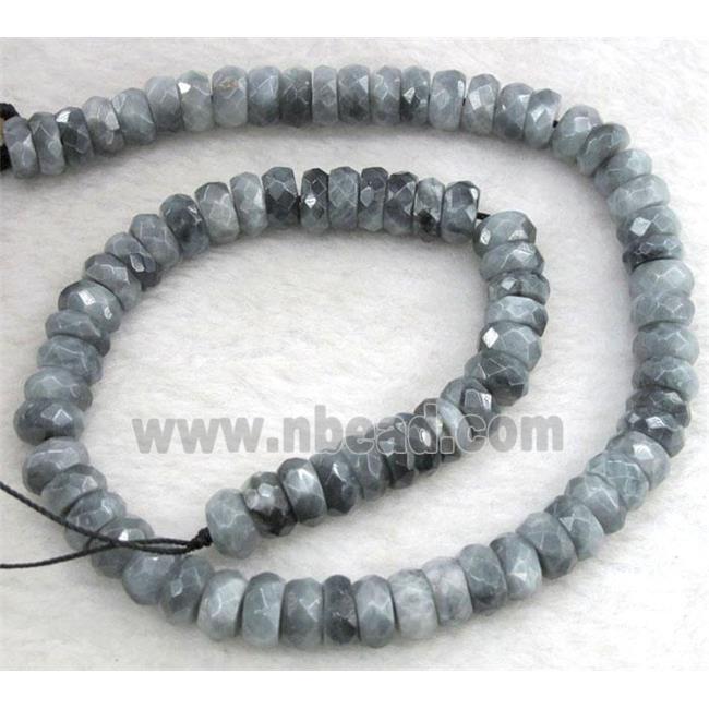 natural hawk Eye Stone beads, faceted rondelle