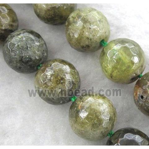 natural green Garnet Beads, faceted round, Grade-AA