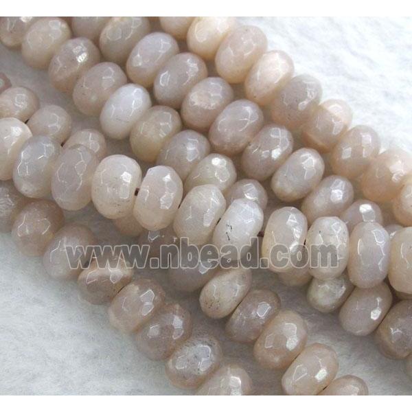 pink Sunstone beads, faceted rondelle