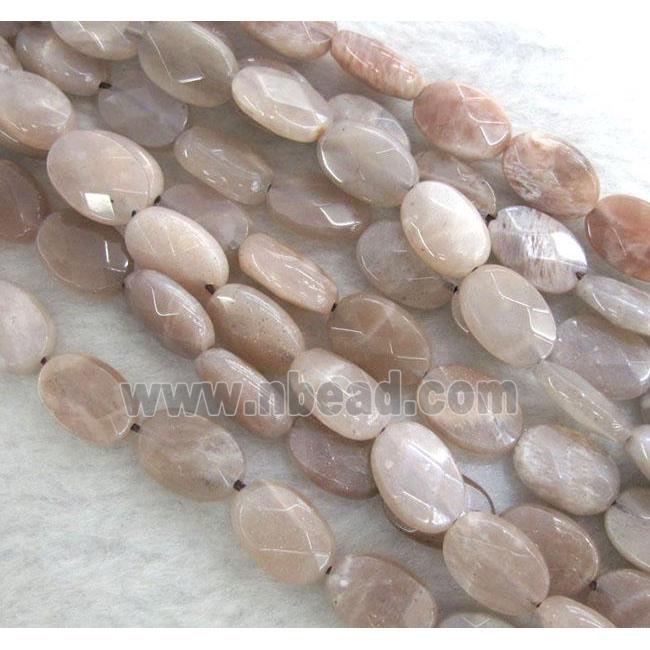 Sunstone beads, faceted oval, pink