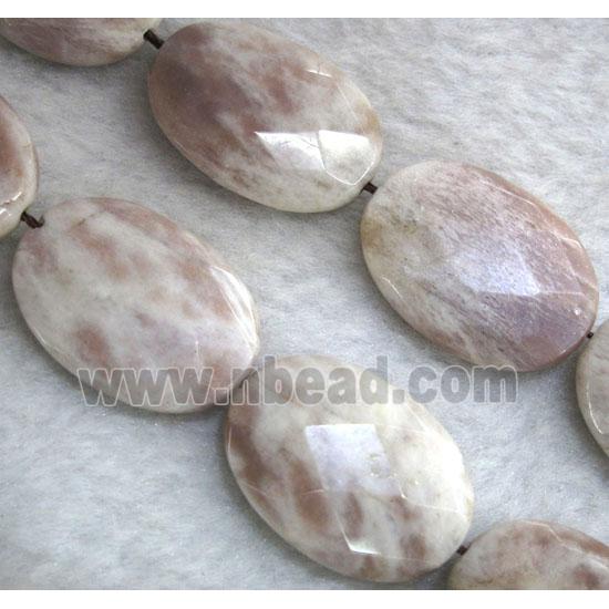 Sunstone beads, faceted oval
