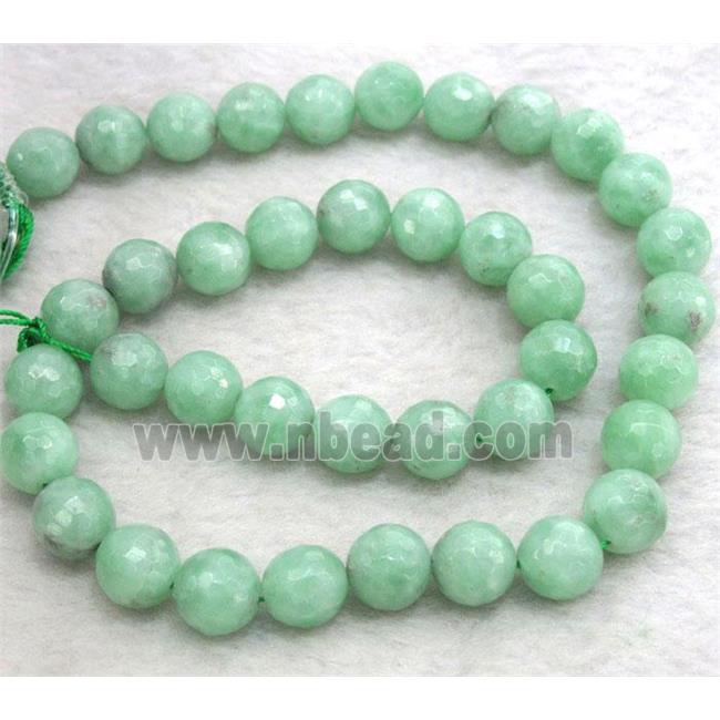 Chinese Nephrite Jade Beads Green Faceted Round
