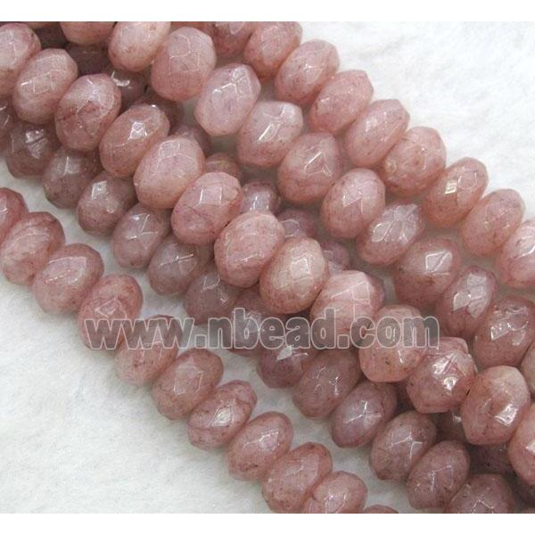 Strawberry Quartz beads, faceted rondelle