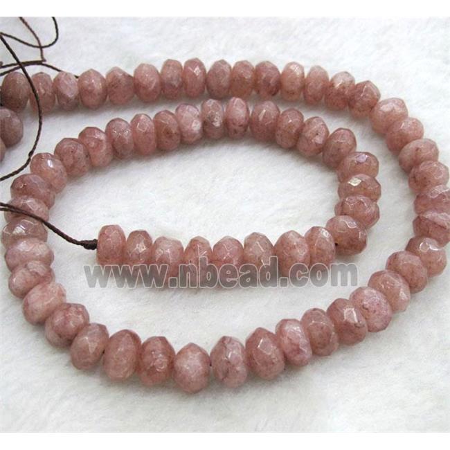 Strawberry Quartz beads, faceted rondelle
