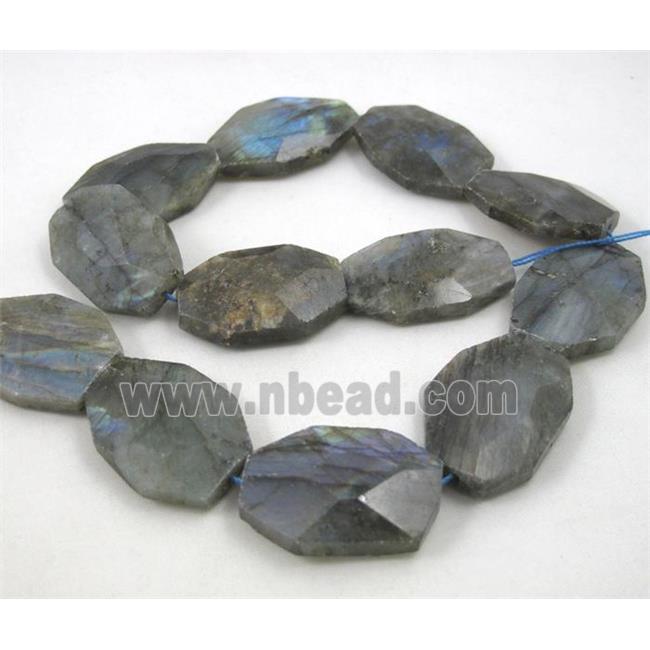 Labradorite beads, freeform, faceted