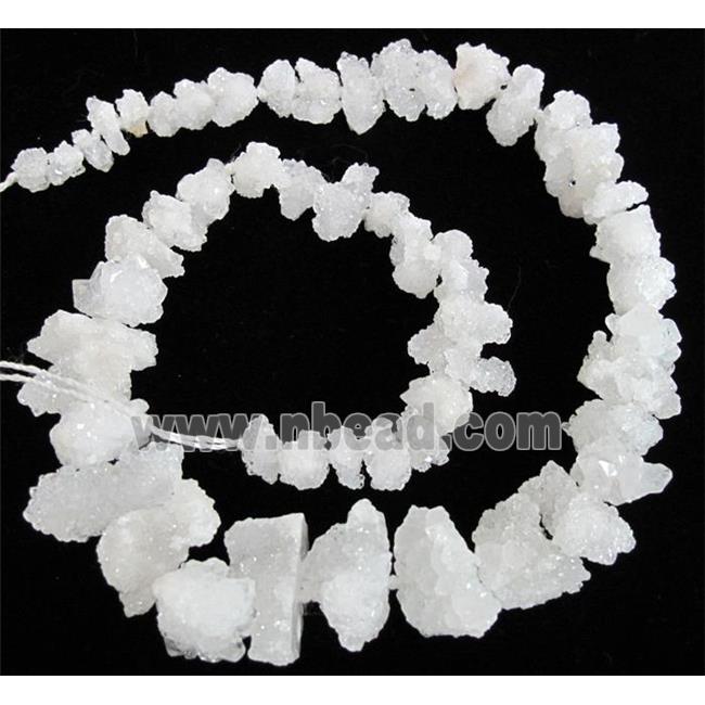 white quartz druzy beads, freeform
