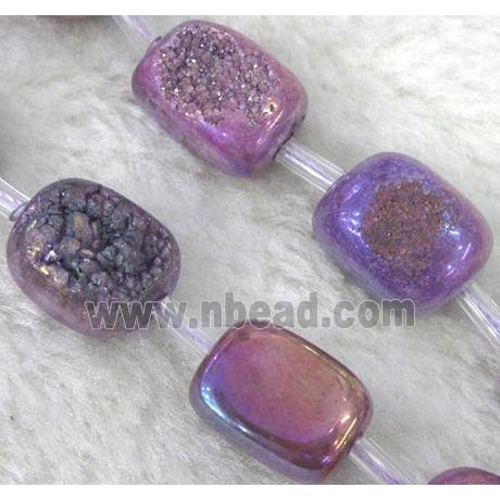 druzy quartz beads, freeform, lavender electroplated