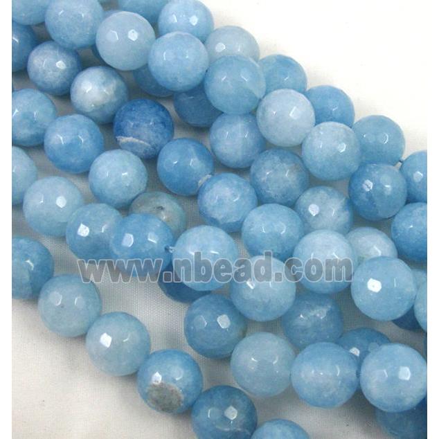 blue Sponge Quartz Beads, faceted round