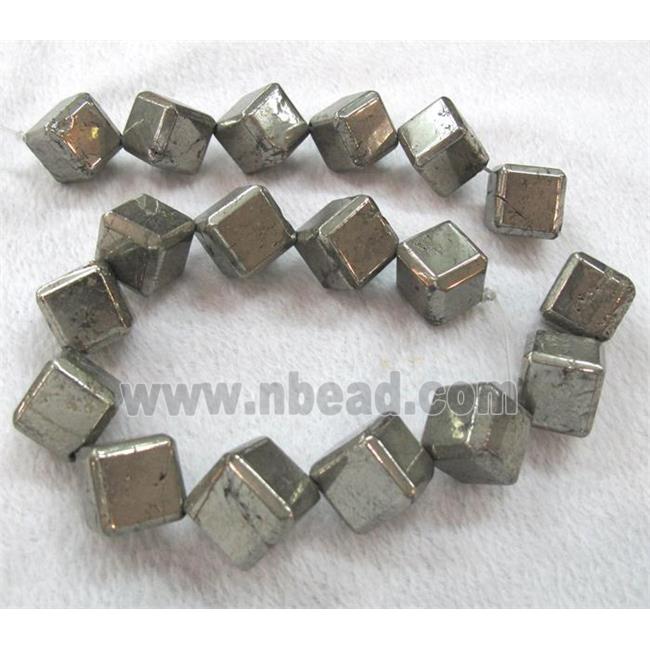pyrite bead, faceted cube