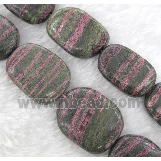 Green Silver-line stone bead, rectangle