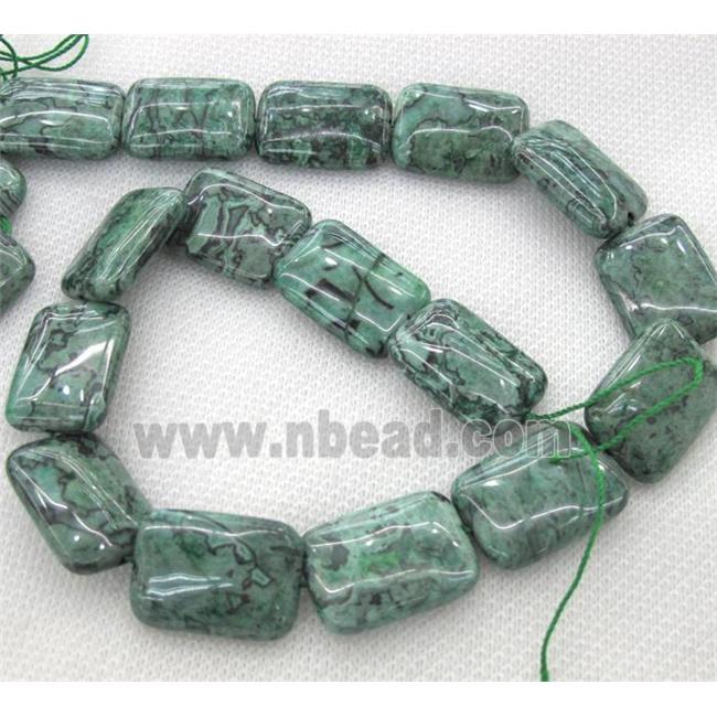 green picture jasper bead, rectangle