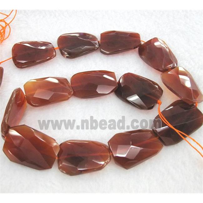 red agate beads, faceted freeform
