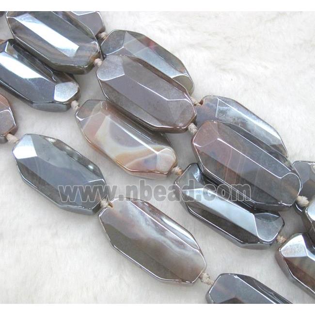 agate beads, faceted rectangle, electroplated