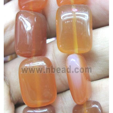 red agate bead, rectangle