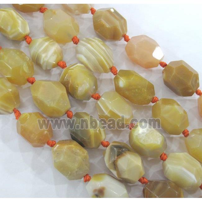 yellow agate beads nugget, faceted freeform