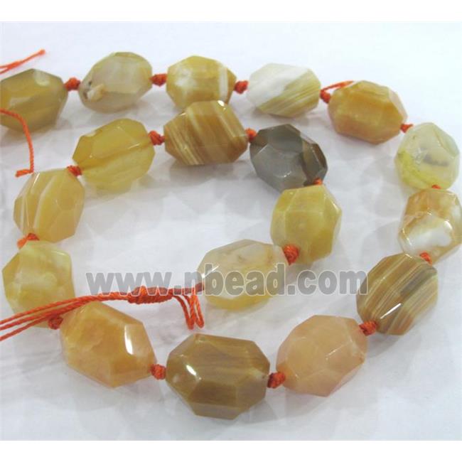yellow agate beads nugget, faceted freeform