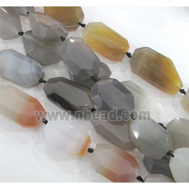 Agate beads, faceted freeform
