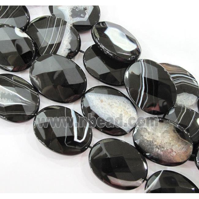 druzy agate beads, faceted oval