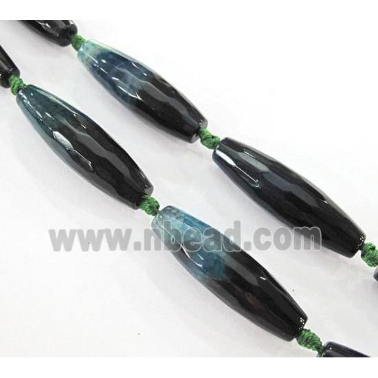 green agate beads, faceted barrel