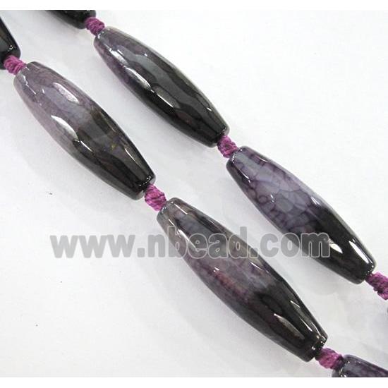 Agate beads, faceted barrel, purple