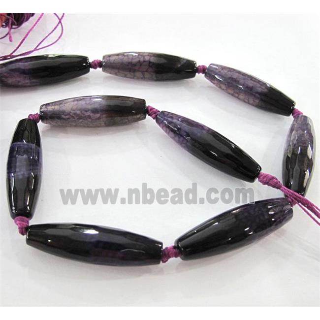 Agate beads, faceted barrel, purple