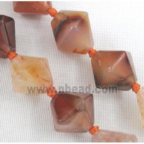 red agate beads, bicone